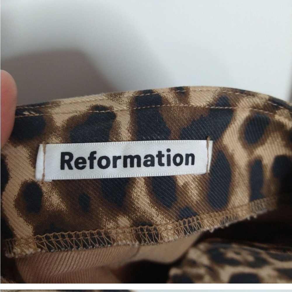 Reformation Sera High-Rise Leopard Print Pants Womens Size 2 Brown Black FLAWS - Picture 9 of 12